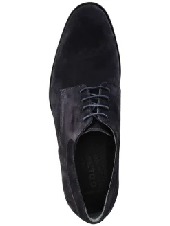 Leder-Schnürschuhe in Dunkelblau
