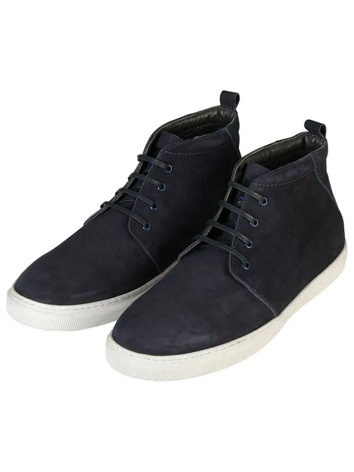 Leder-Schnürschuhe in Dunkelblau
