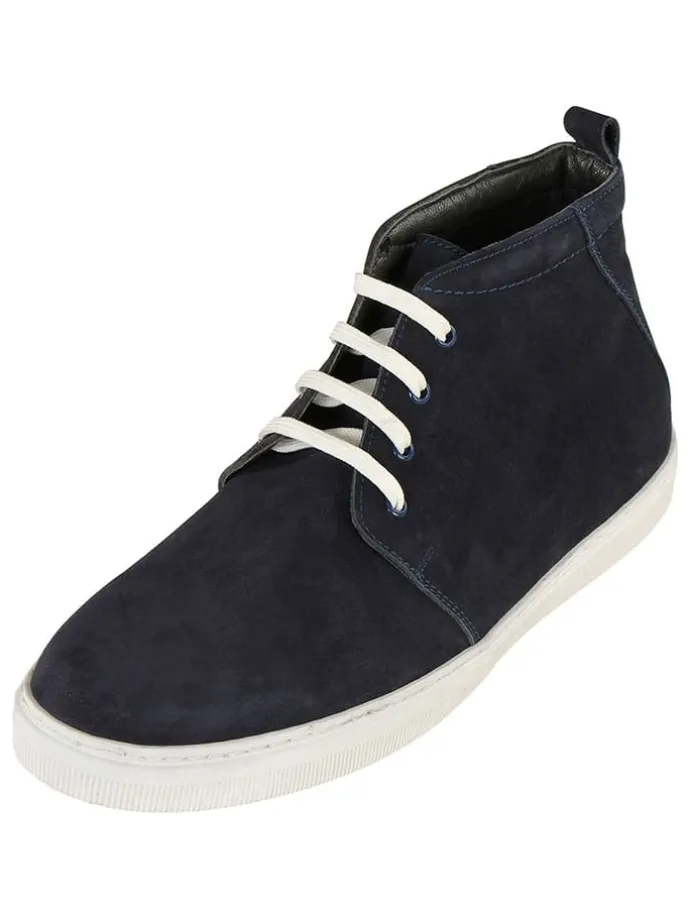 Leder-Schnürschuhe in Dunkelblau