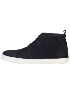 Leder-Schnürschuhe in Dunkelblau