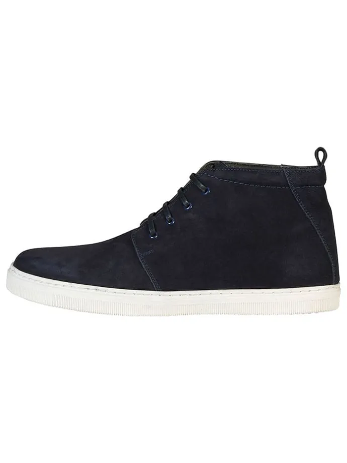 Leder-Schnürschuhe in Dunkelblau