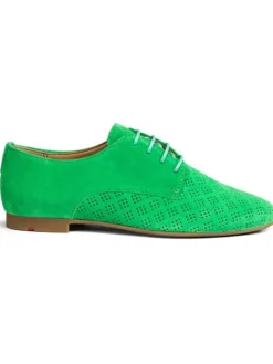 Leder-Schnürschuhe in Grün