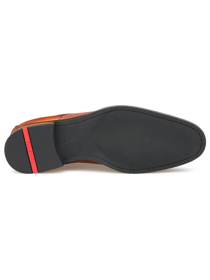 Leder-Schnürschuhe in Hellbraun