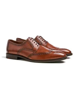 Leder-Schnürschuhe in Hellbraun