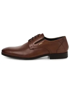 Leder-Schnürschuhe in Hellbraun