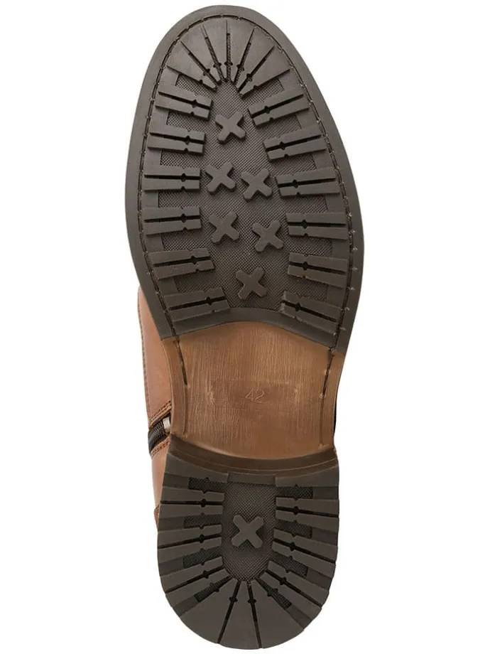Leder-Schnürschuhe in Hellbraun