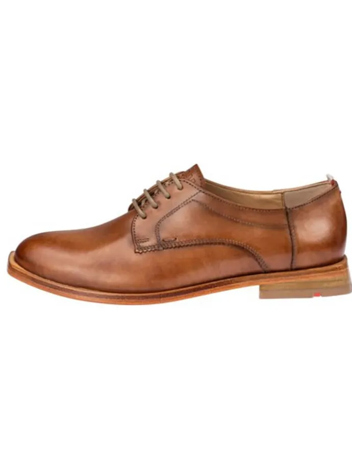 Leder-Schnürschuhe in Hellbraun