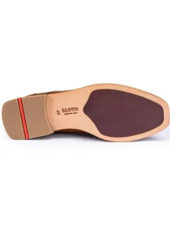 Leder-Schnürschuhe in Hellbraun