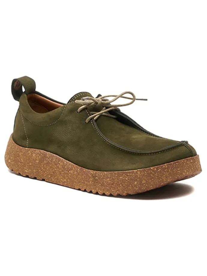 Leder-Schnürschuhe in Oliv