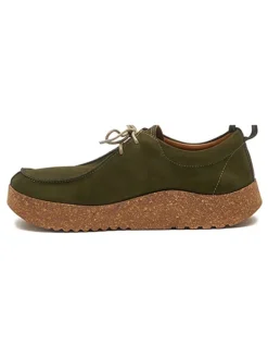 Leder-Schnürschuhe in Oliv