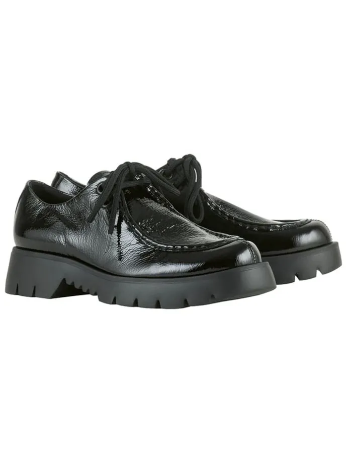 Leder-Schnürschuhe in Schwarz