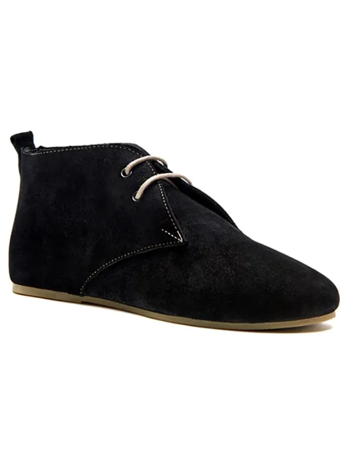 Leder-Schnürschuhe in Schwarz