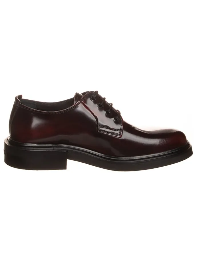 Leder-Schnürschuhe in Schwarz