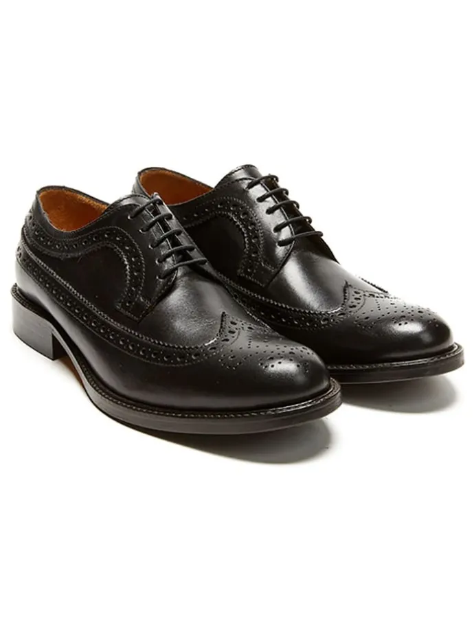 Leder-Schnürschuhe in Schwarz
