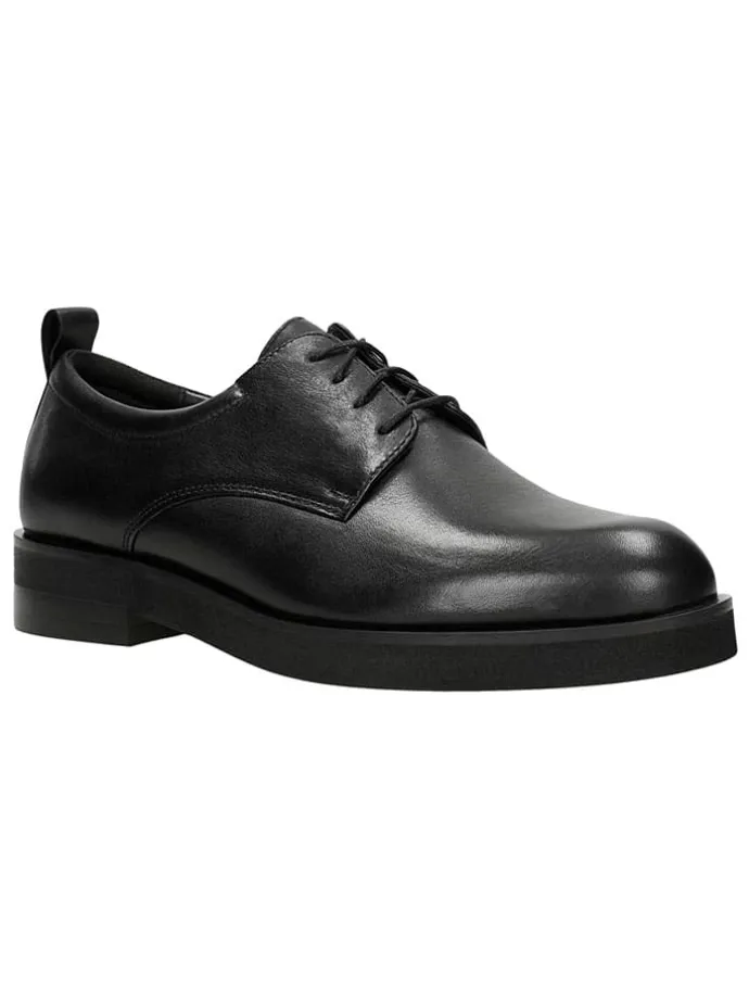 Leder-Schnürschuhe in Schwarz
