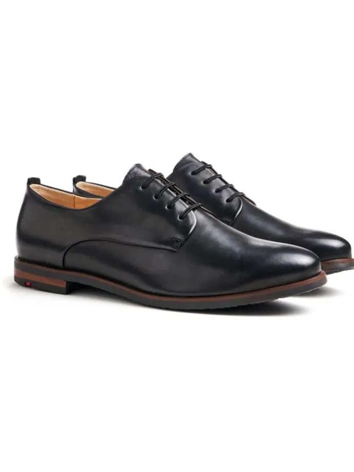 Leder-Schnürschuhe in Schwarz