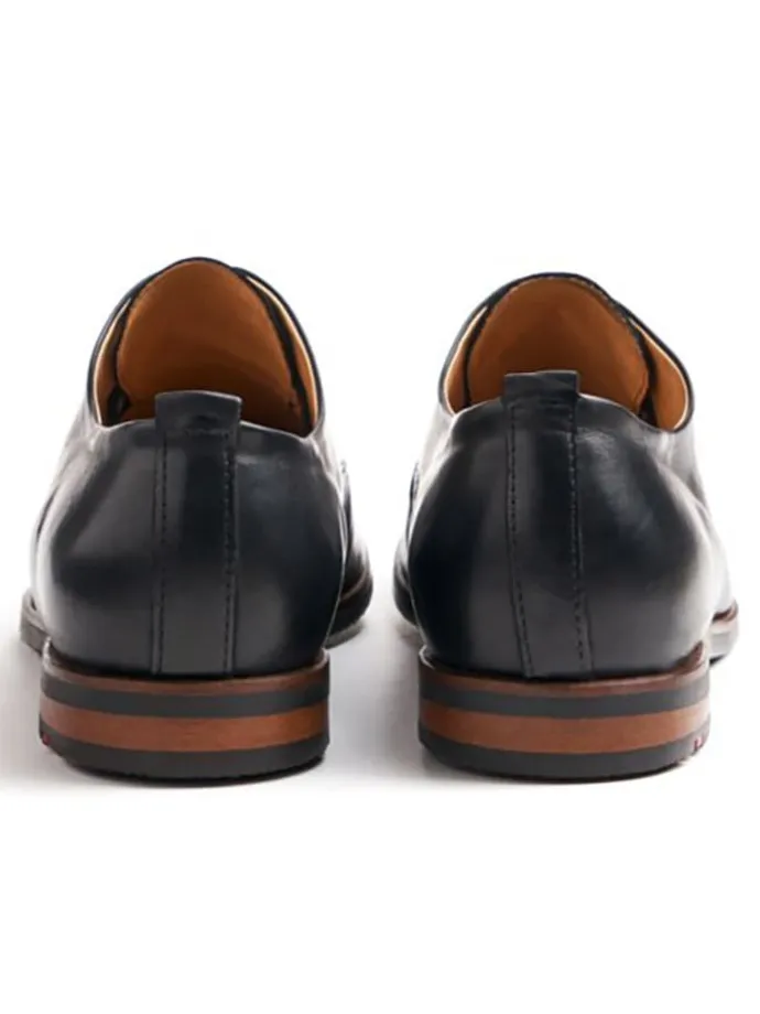 Leder-Schnürschuhe in Schwarz