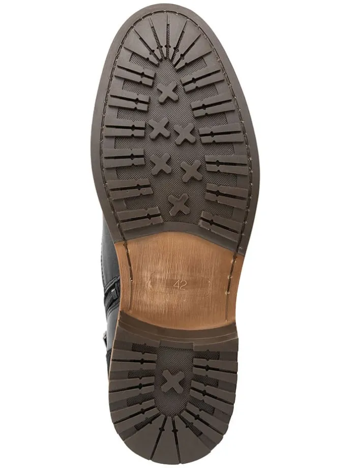 Leder-Schnürschuhe in Schwarz