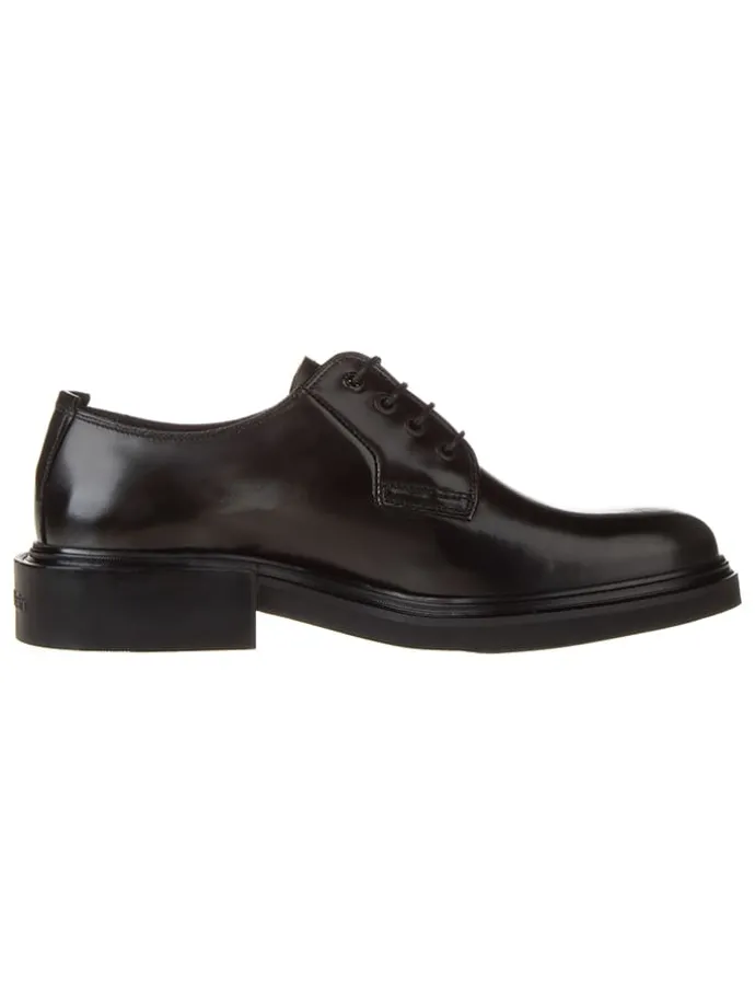 Leder-Schnürschuhe in Schwarz
