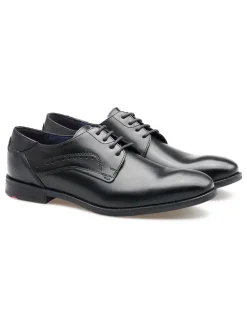 Leder-Schnürschuhe in Schwarz