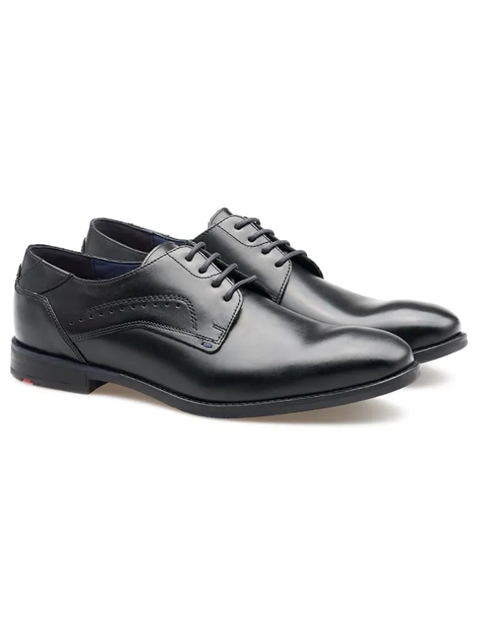 Leder-Schnürschuhe in Schwarz