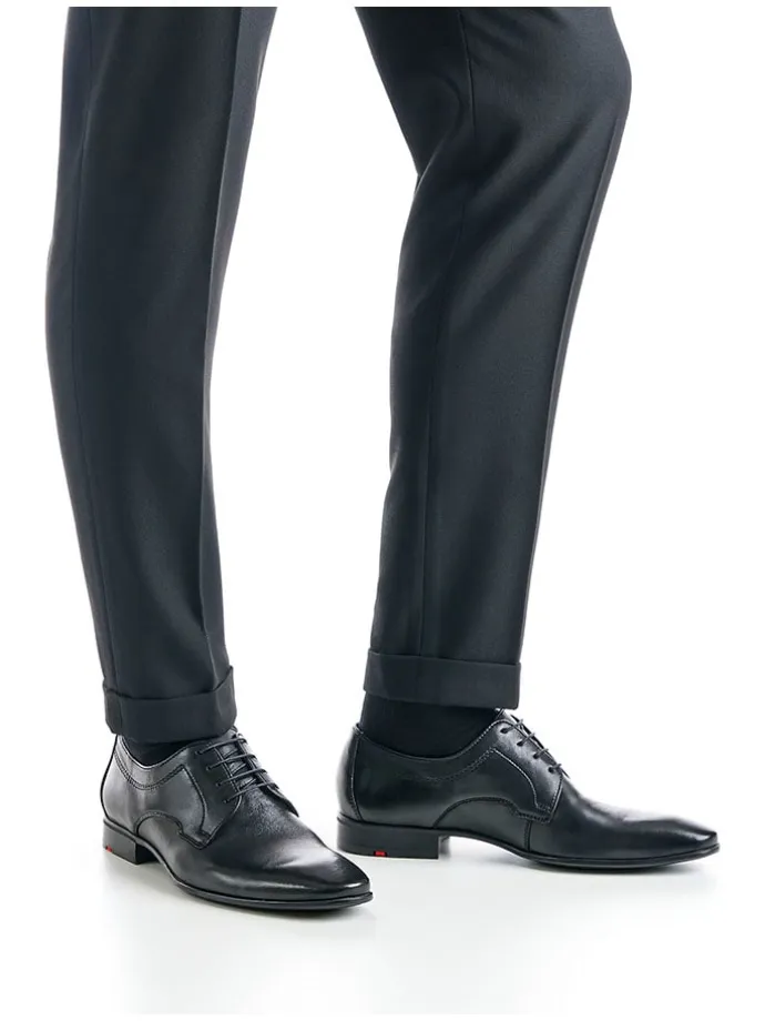 Leder-Schnürschuhe in Schwarz