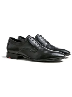 Leder-Schnürschuhe in Schwarz