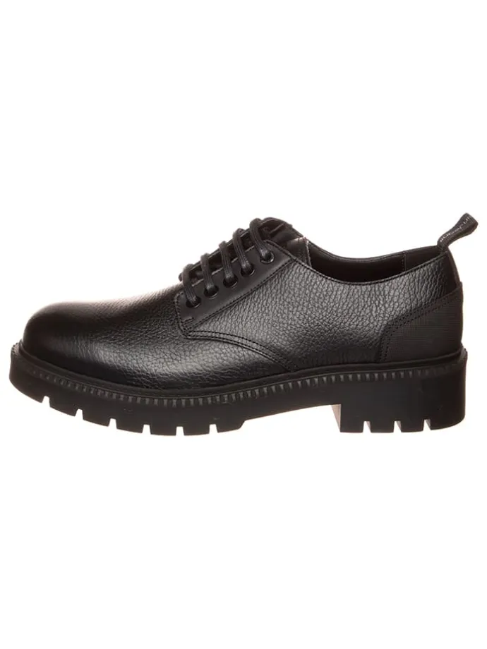 Leder-Schnürschuhe in Schwarz