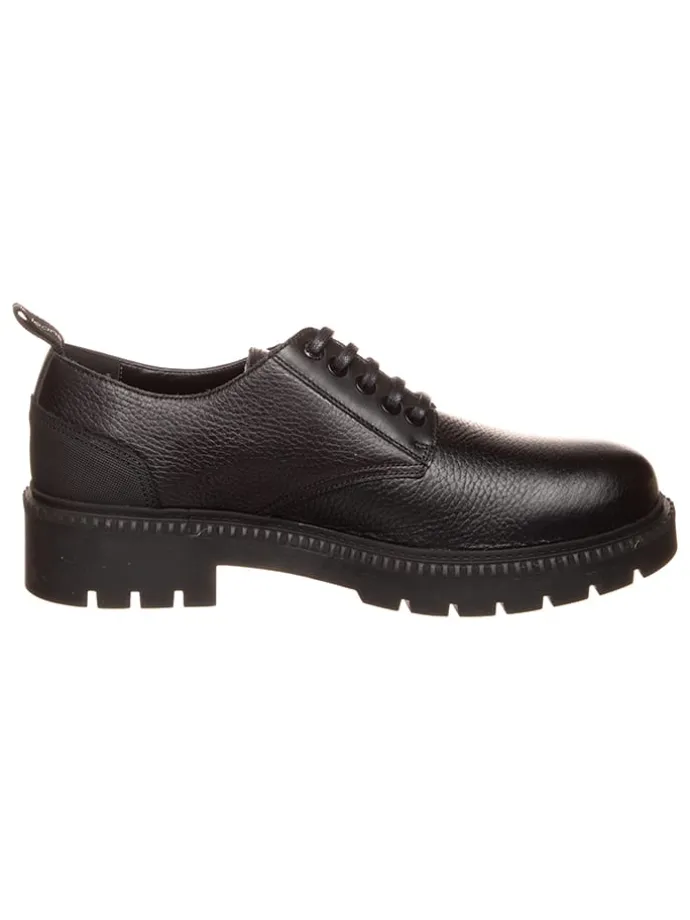 Leder-Schnürschuhe in Schwarz