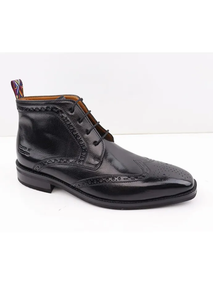 Leder-Schnürschuhe "Jeff 7" in Schwarz