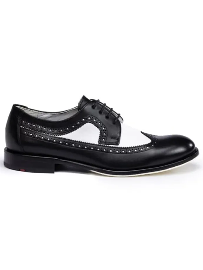 Leder-Schnürschuhe "Lionel" in Schwarz/ Weiß