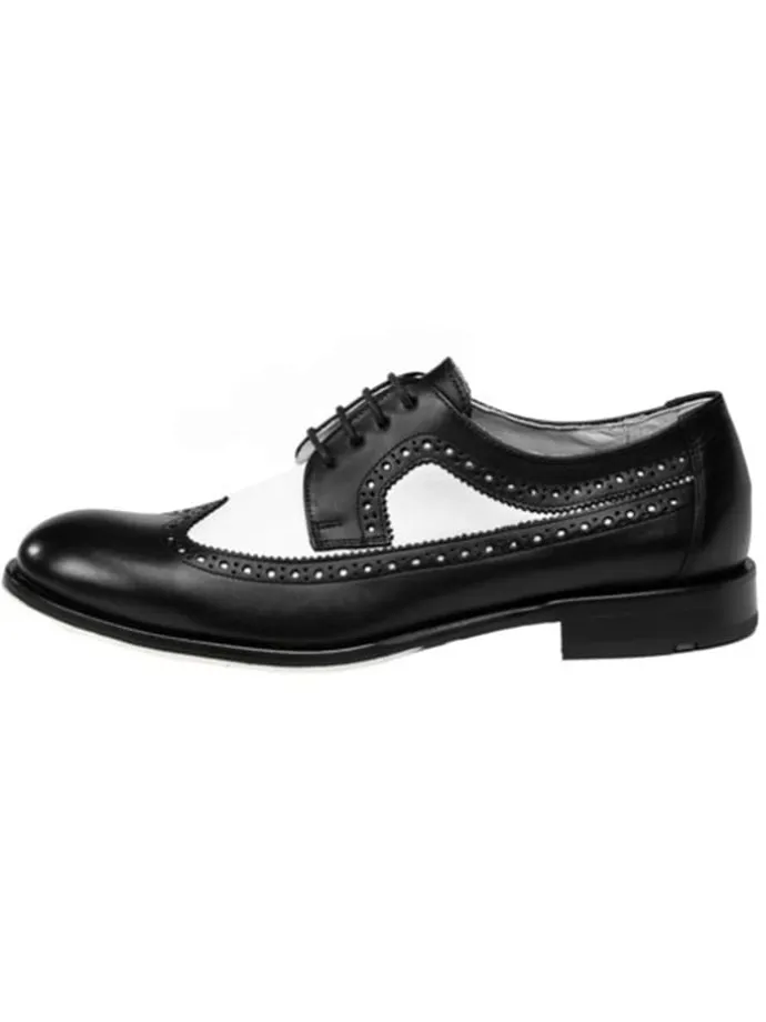 Leder-Schnürschuhe "Lionel" in Schwarz/ Weiß