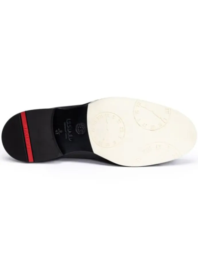 Leder-Schnürschuhe "Lionel" in Schwarz/ Weiß