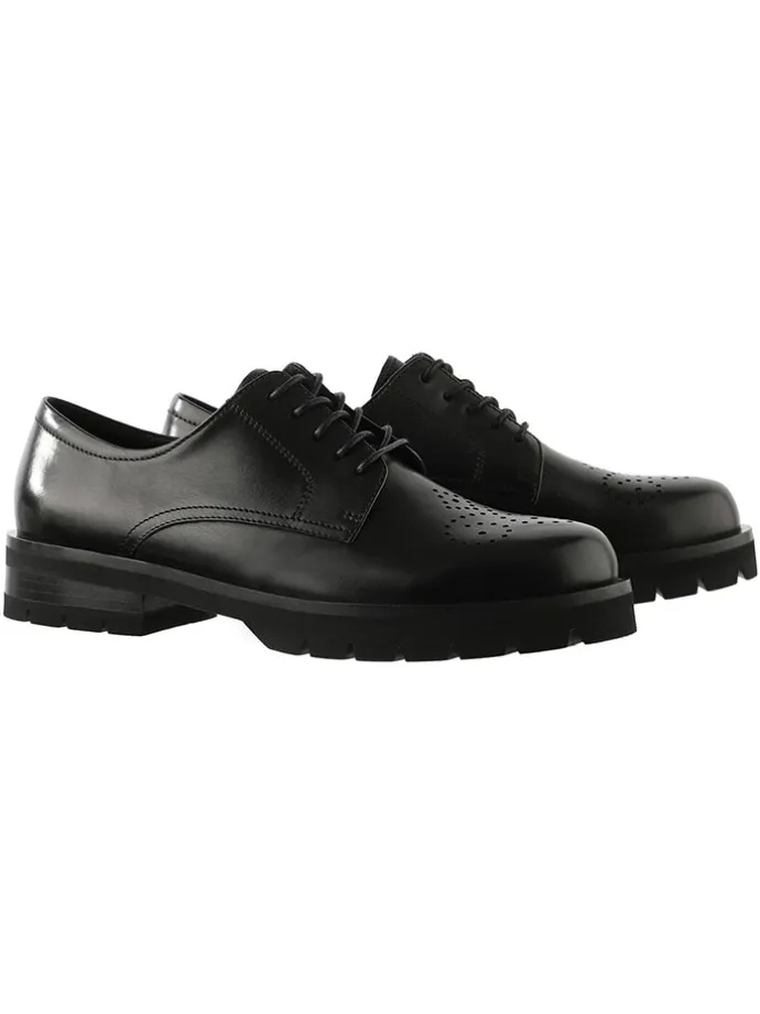 Leder-Schnürschuhe "Rocky" in Schwarz