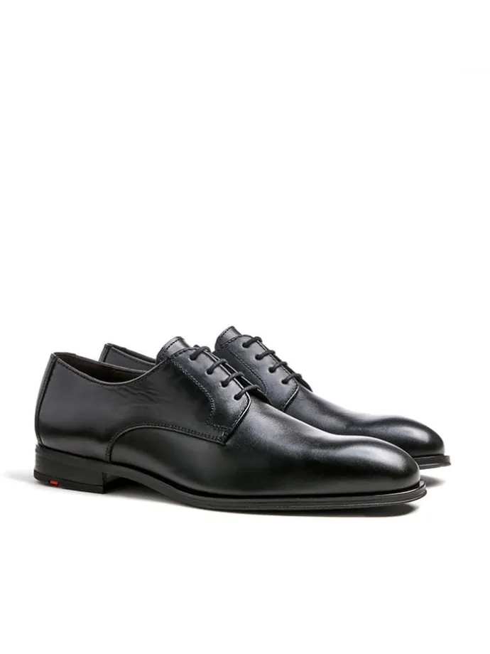 Leder-Schnürschuhe "Sabre" in Schwarz