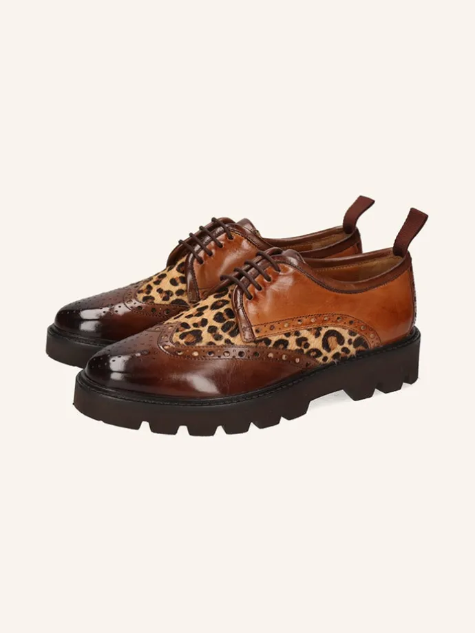 Leder-Schnürschuhe "Selina 84" in Hellbraun