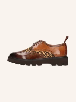 Leder-Schnürschuhe "Selina 84" in Hellbraun