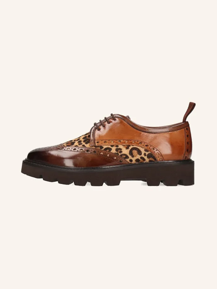Leder-Schnürschuhe "Selina 84" in Hellbraun