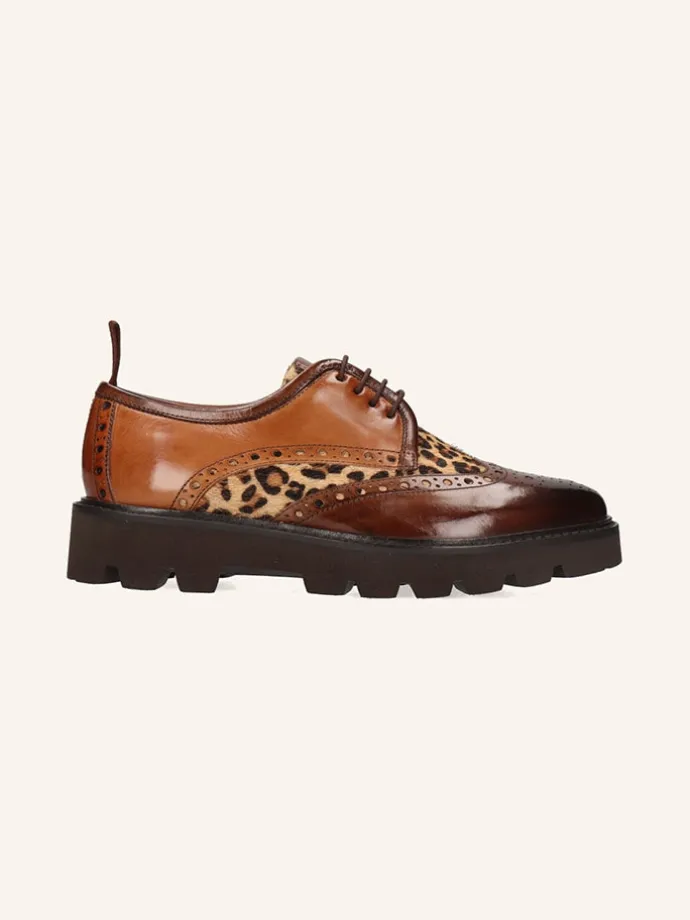 Leder-Schnürschuhe "Selina 84" in Hellbraun