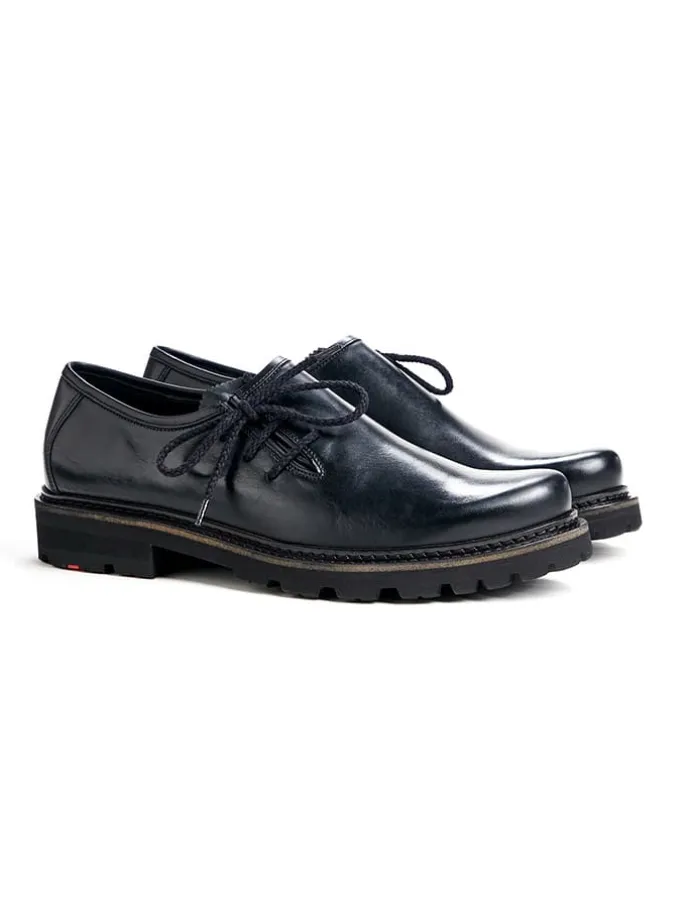 Leder-Schnürschuhe "Xaver" in Schwarz