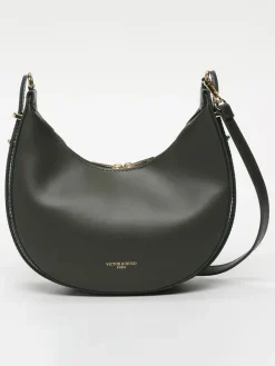 Leder-Schultertasche "Bruna" in Dunkelgrün - (B)25 x (H)15 x (T)8,5 cm