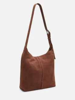 Leder-Schultertasche "Demi" in Hellbraun - (B)31 x (H)30 x (T)11 cm