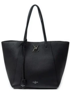 Leder-Schultertasche in Schwarz - (B)41 x (H)28 x (T)15 cm