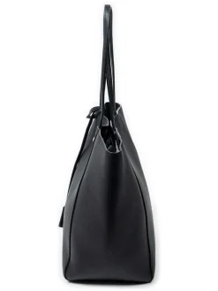 Leder-Schultertasche in Schwarz - (B)41 x (H)28 x (T)15 cm