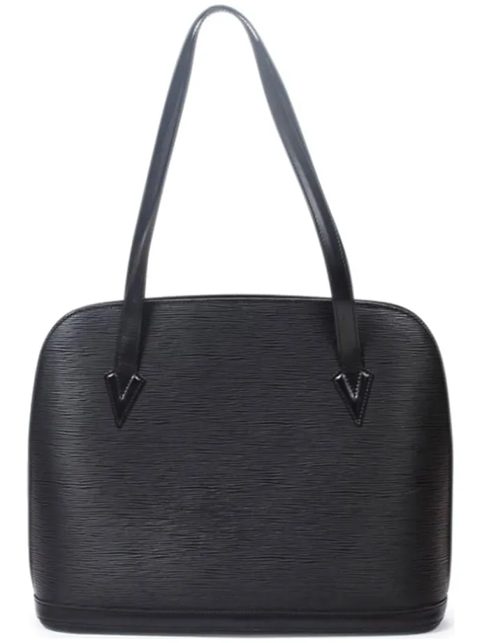 Leder-Schultertasche "Lussac" in Schwarz - (B)38 x (H)30 x (T)10 cm