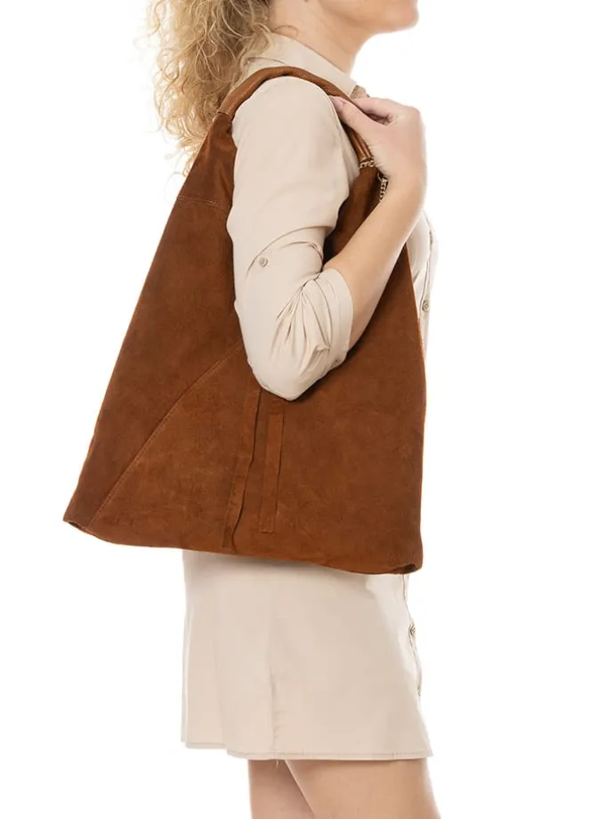 Leder-Shopper "Eleonora" in Hellbraun - (B)40 x (H)31 x (T)2 cm