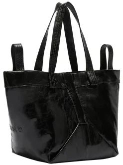 Leder-Shopper in Schwarz - (B)47 x (H)34 x (T)18 cm