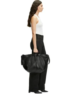 Leder-Shopper in Schwarz - (B)47 x (H)34 x (T)18 cm