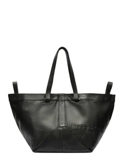 Leder-Shopper in Schwarz - (B)47 x (H)34 x (T)18 cm