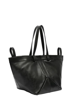 Leder-Shopper in Schwarz - (B)47 x (H)34 x (T)18 cm